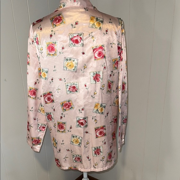 Tesori Pink Floral Satin Pajama Set - Picture 4 of 5